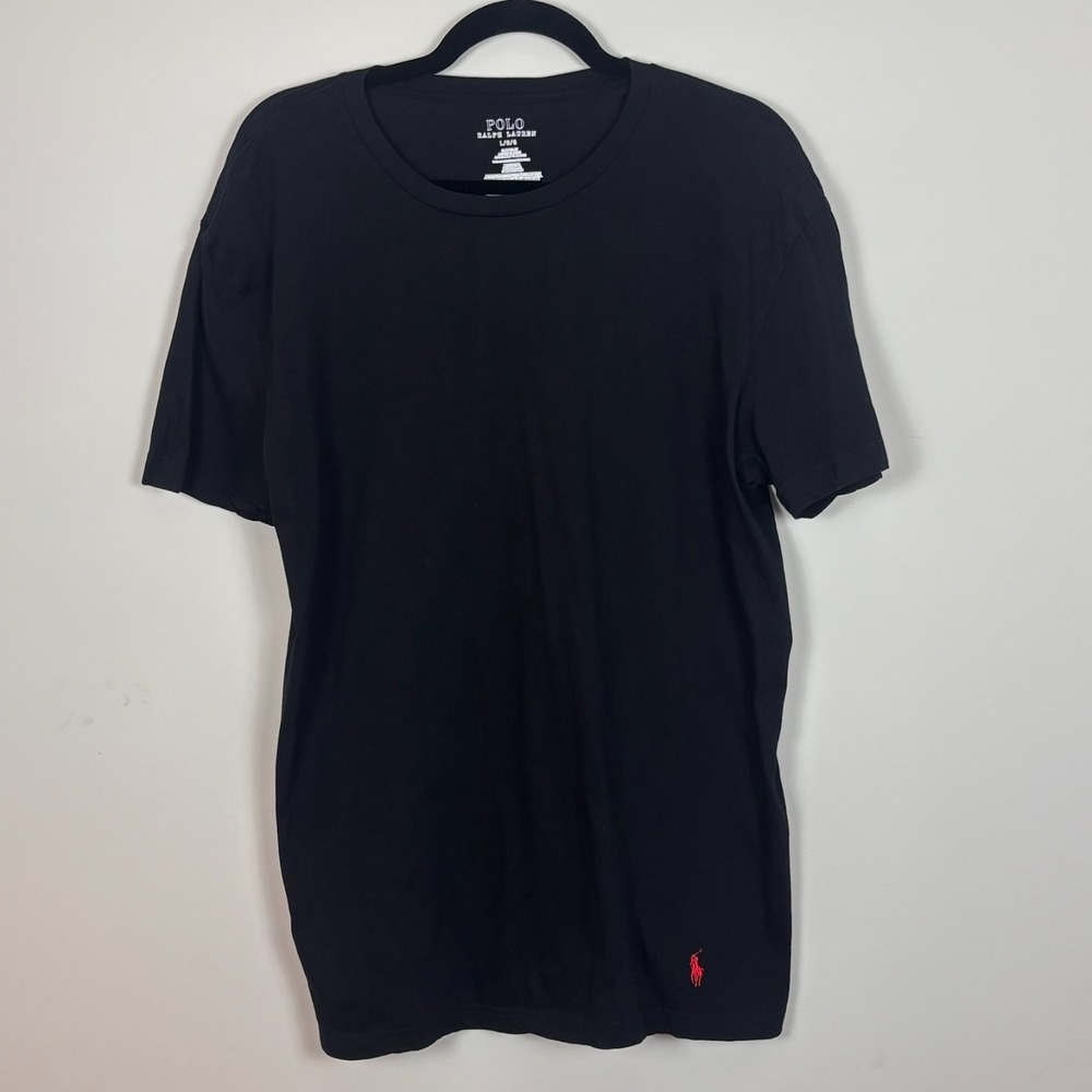 RALPH LAUREN POLO Mens Black Classic Fit Tee Size L Preppy 100% Cotton Summer